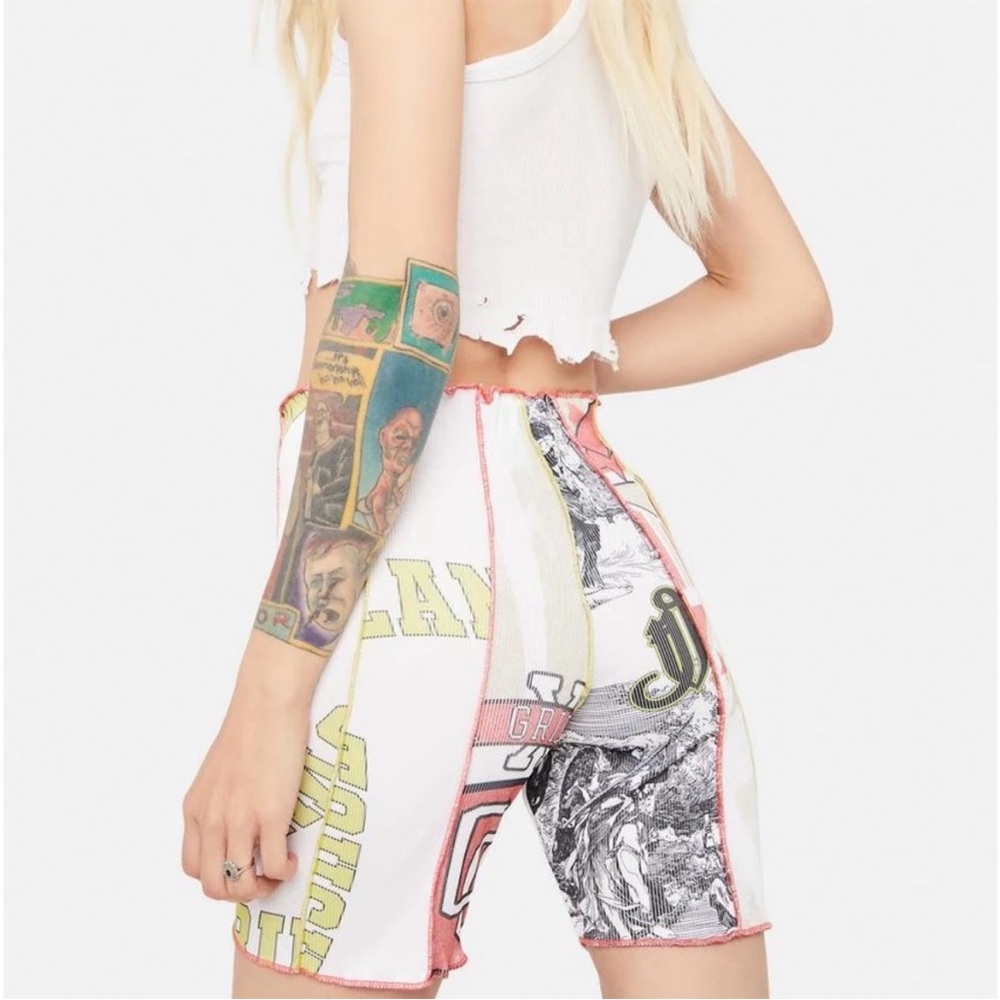 Jaded London Graphic Print Women Shorts - White, Yellow, Pink, Black